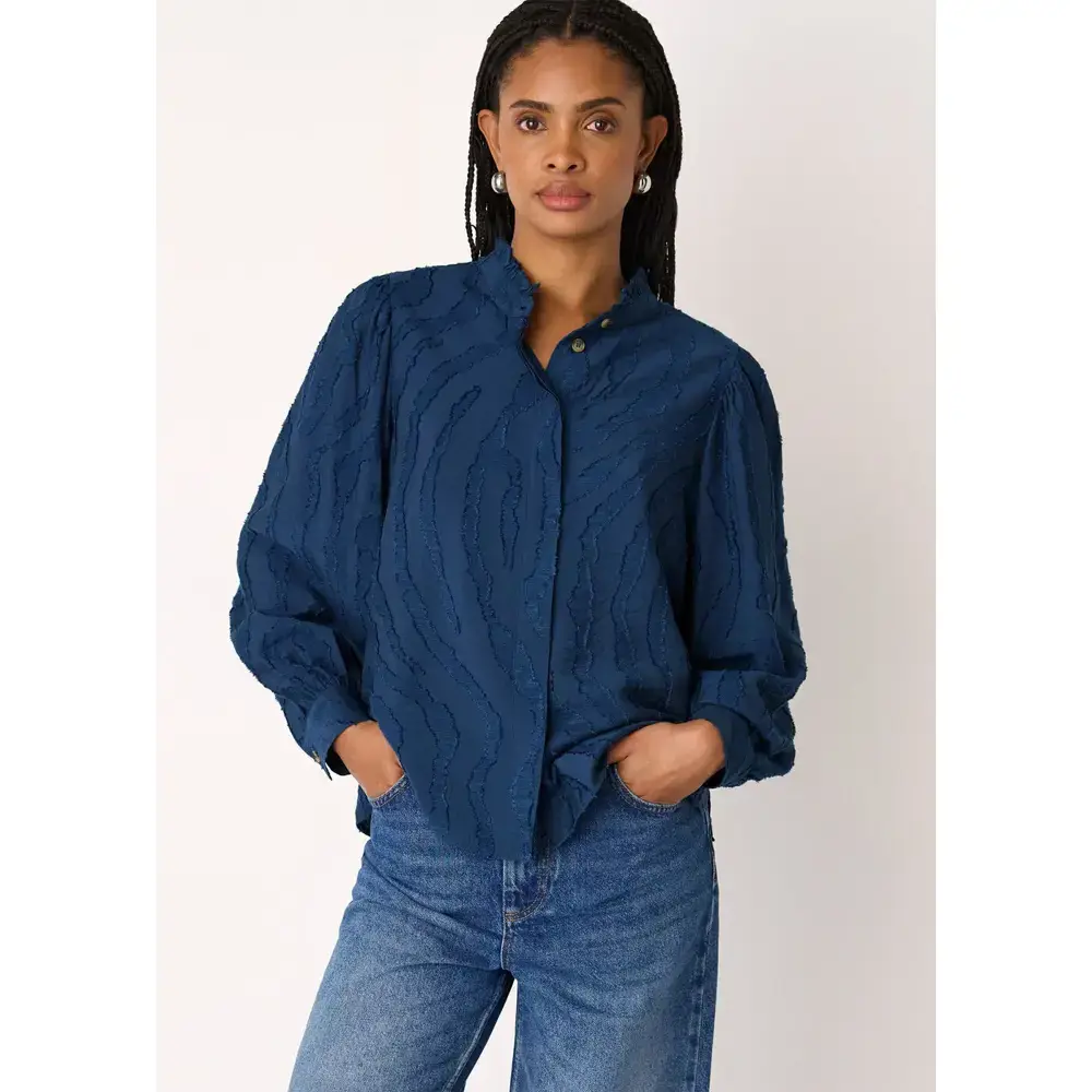 Whistles Blue Animal Textured Shirt